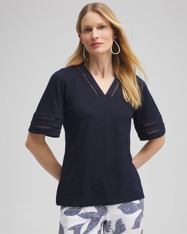 Linen Ladder Lace Tee - image 1